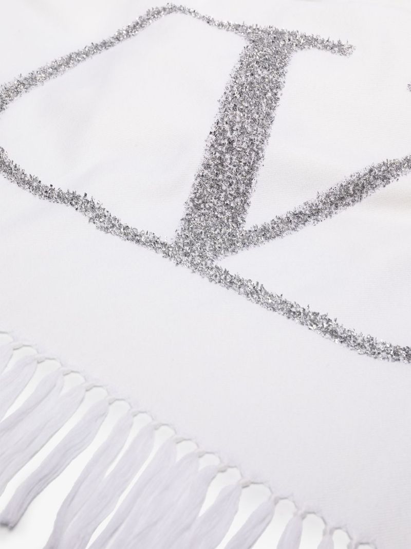 White Vlogo Signature Wool Scarf