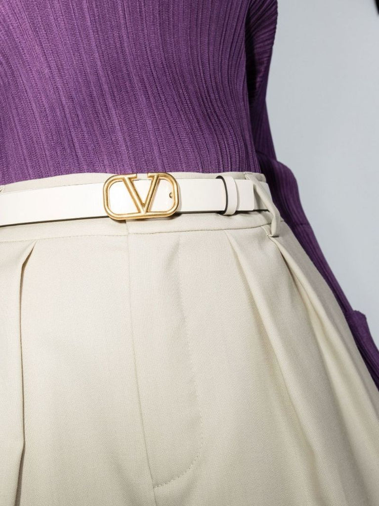 Gold Tone Vlogo Signature Reversible Leather Belt