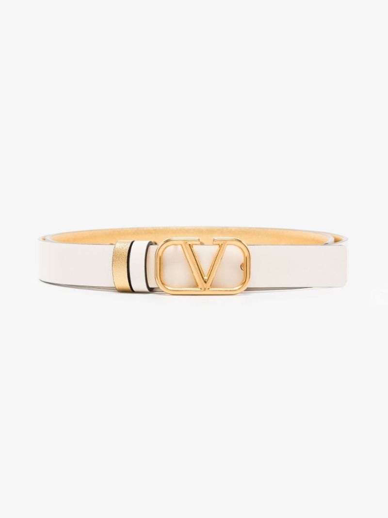 Gold Tone Vlogo Signature Reversible Leather Belt
