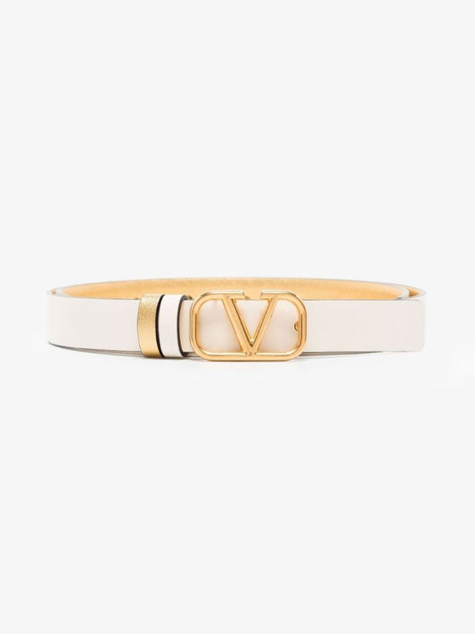 Gold Tone Vlogo Signature Reversible Leather Belt