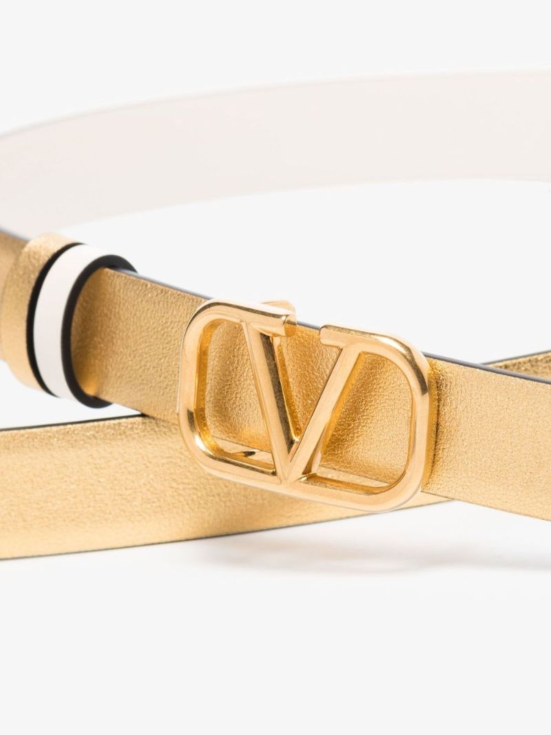 Gold Tone Vlogo Signature Reversible Leather Belt