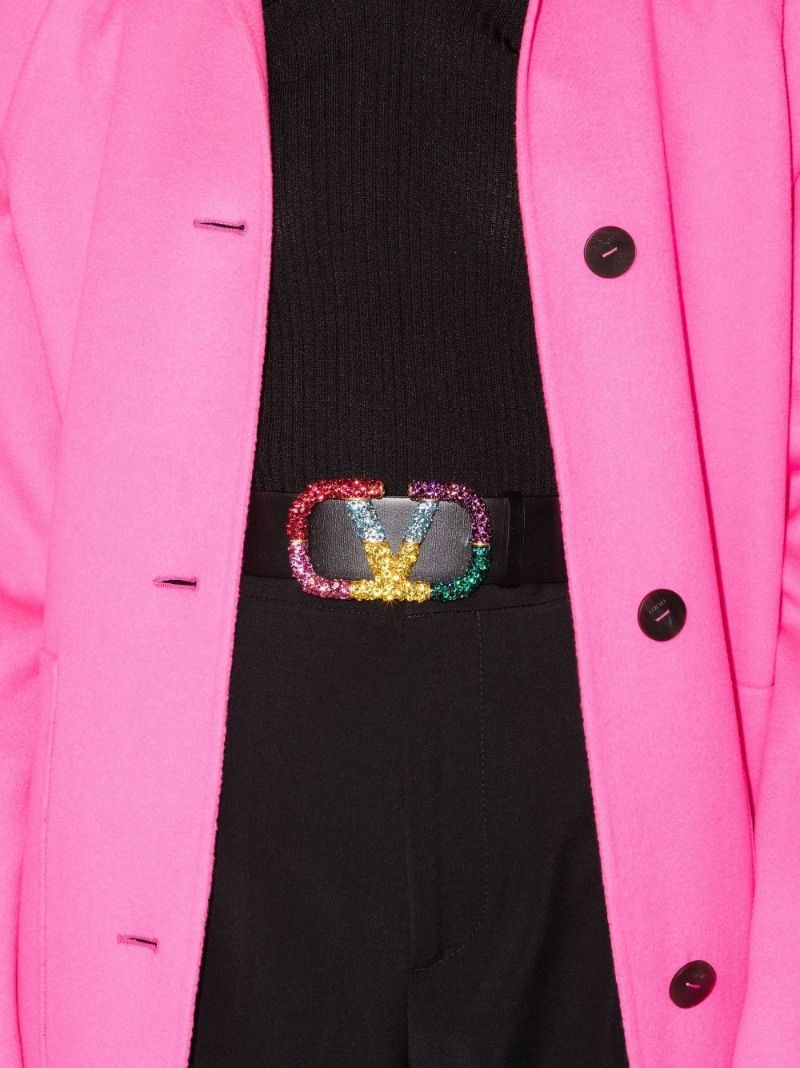 Black Vlogo Signature Reversible Leather Belt