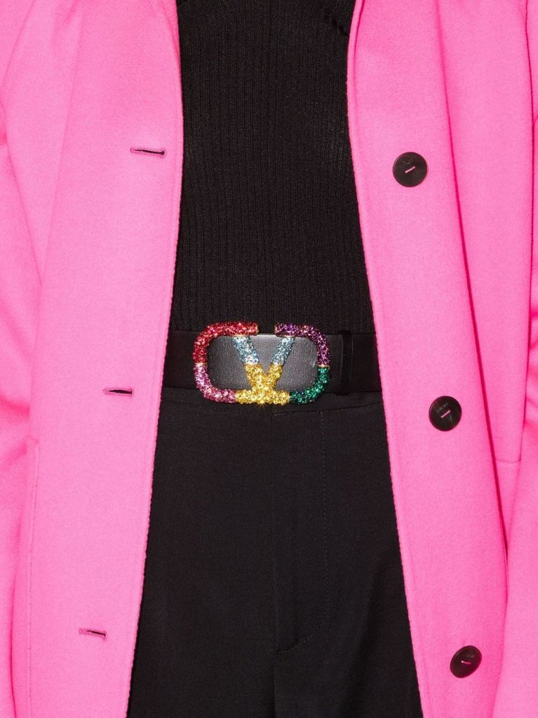 Black Vlogo Signature Reversible Leather Belt