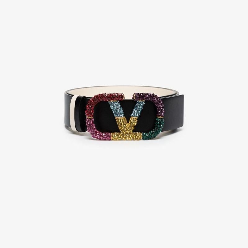 Black Vlogo Signature Reversible Leather Belt
