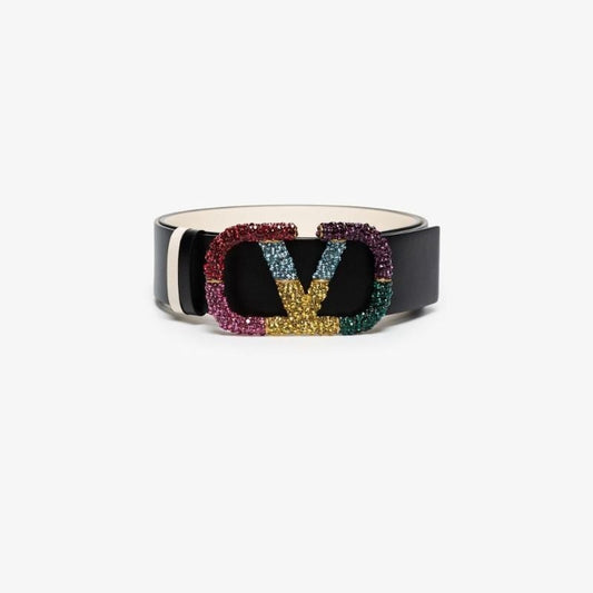 Black Vlogo Signature Reversible Leather Belt