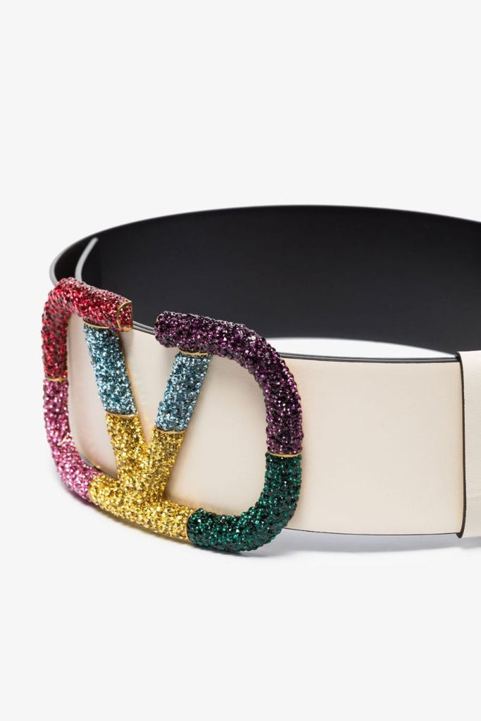 Black Vlogo Rainbow Reversible Leather Belt