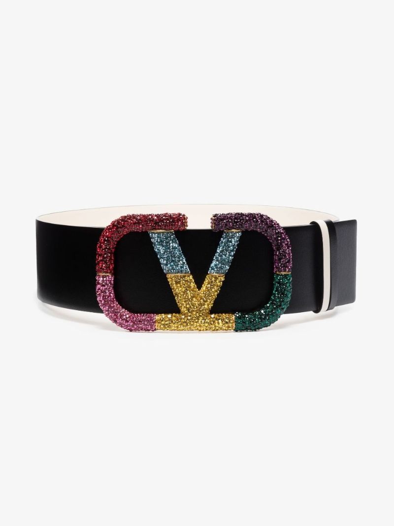 Black Vlogo Rainbow Reversible Leather Belt