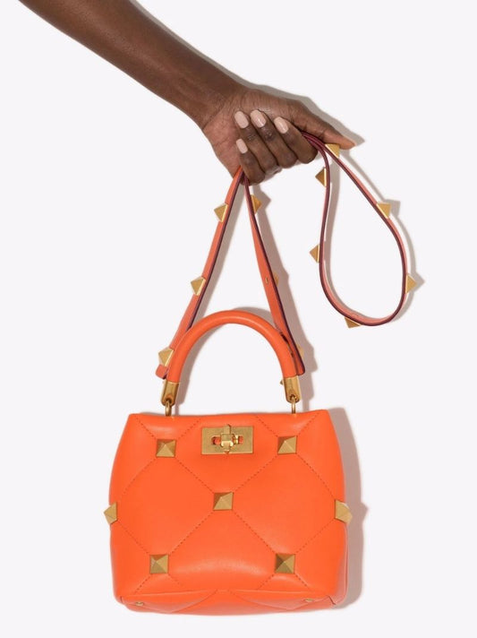 Orange the Handle Roman Stud Leather Shoulder Bag