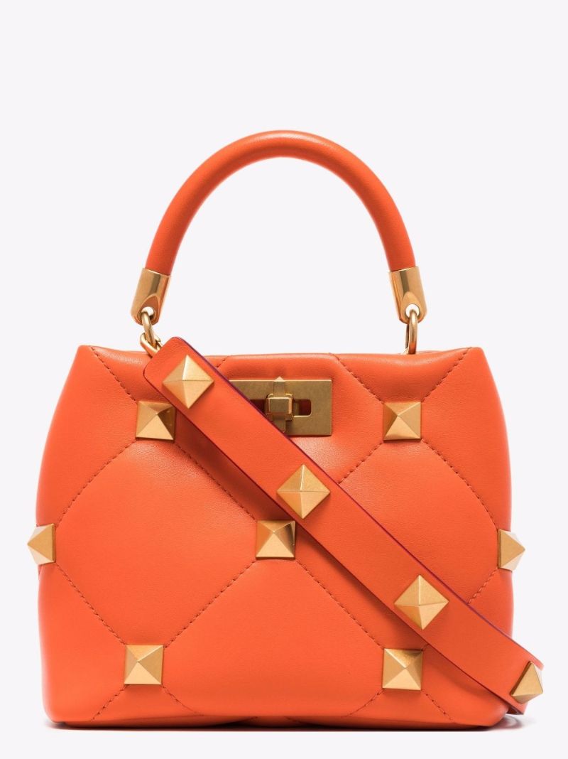 Orange the Handle Roman Stud Leather Shoulder Bag