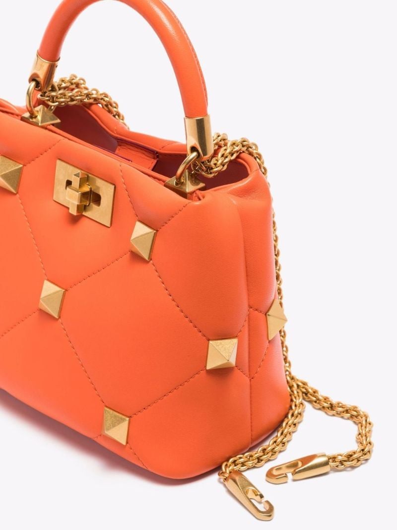 Orange the Handle Roman Stud Leather Shoulder Bag