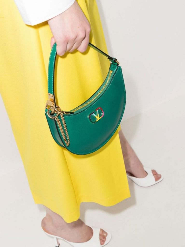 Green Hobo Leather Mini Bag