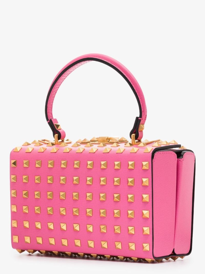 Pink Rockstud Mini Leather Tote Bag