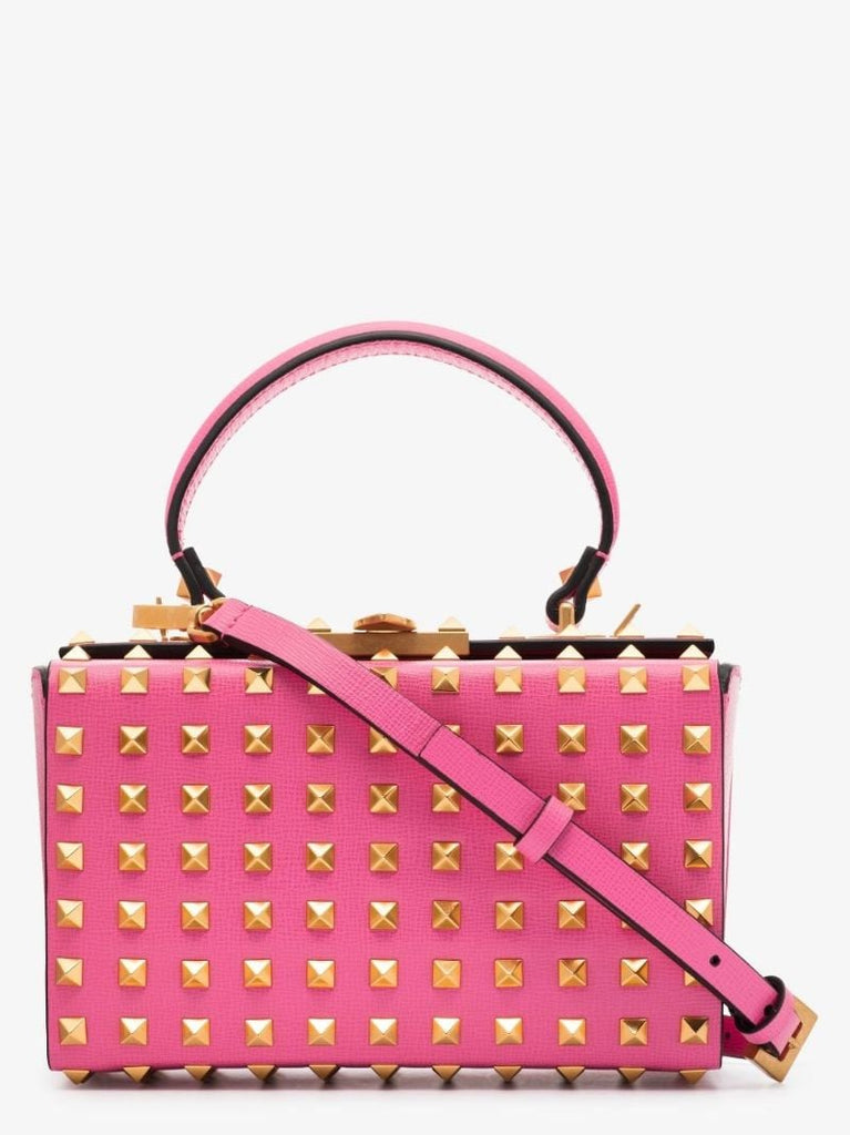 Pink Rockstud Mini Leather Tote Bag