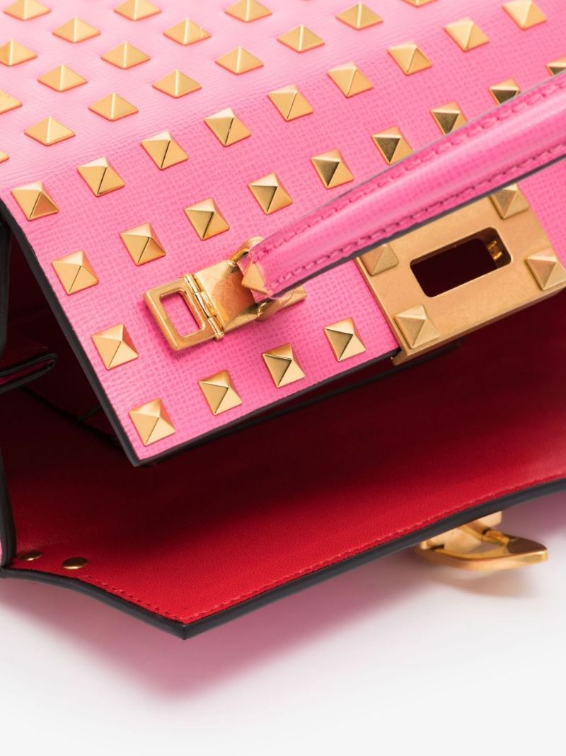 Pink Rockstud Mini Leather Tote Bag