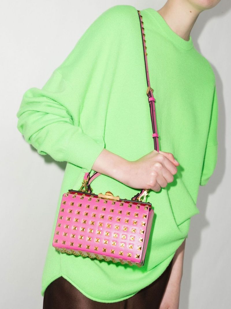 Pink Rockstud Mini Leather Tote Bag