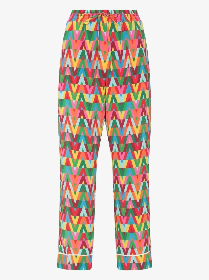 V Optical Silk CrÃ_x0083_Âªpe De Chine Trousers