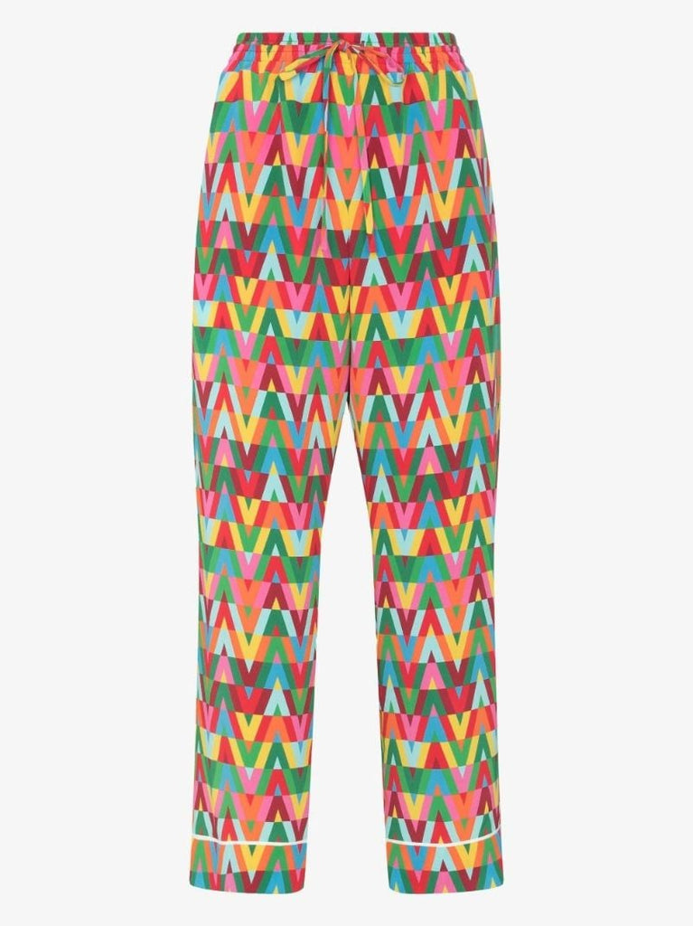 V Optical Silk CrÃ_x0083_Âªpe De Chine Trousers