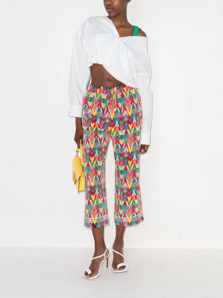 V Optical Silk CrÃ_x0083_Âªpe De Chine Trousers