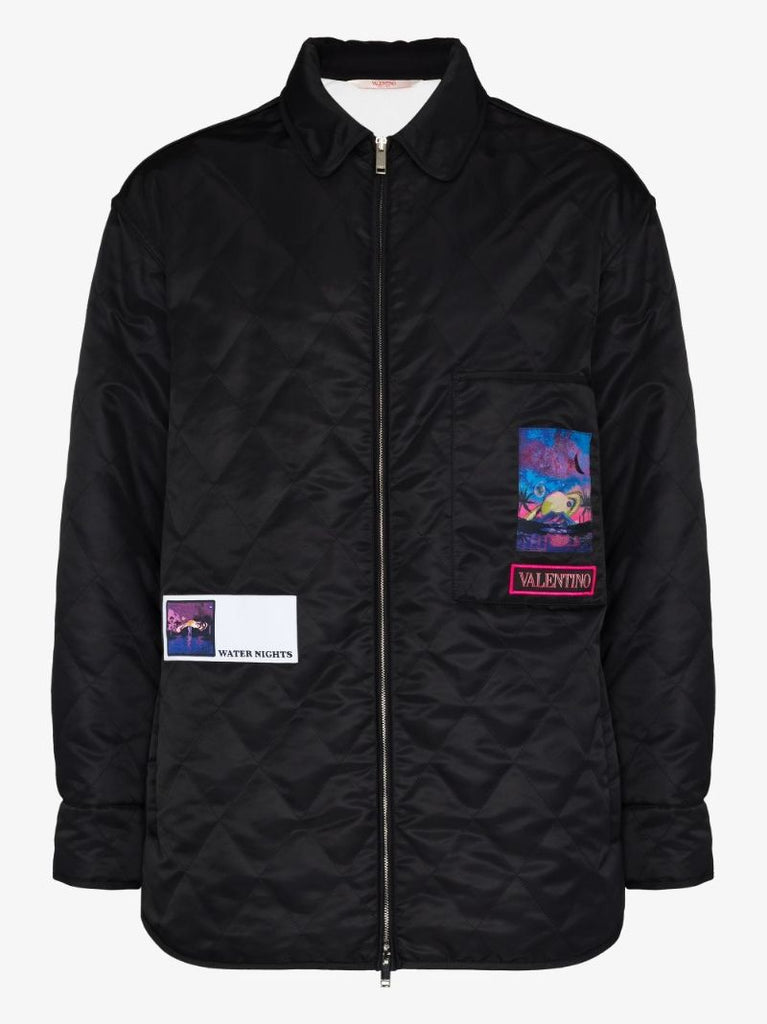 Black Valentino Neon Universe Quilted Jacket