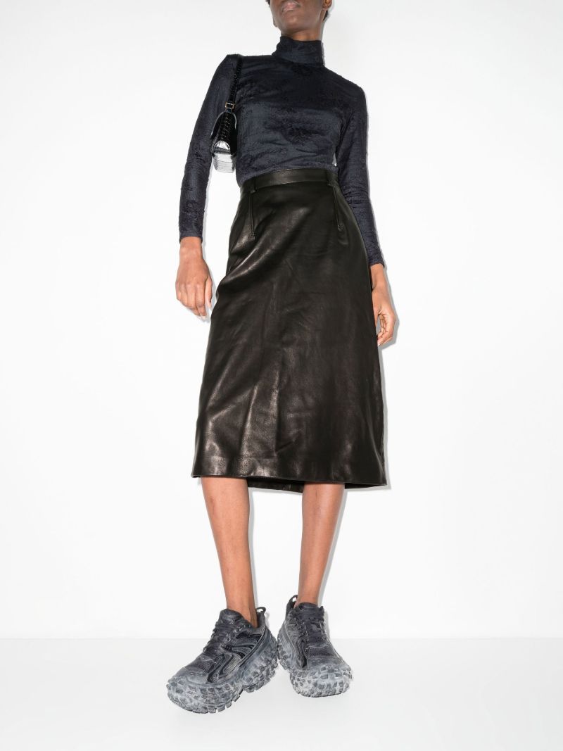 Black Leather Midi Skirt