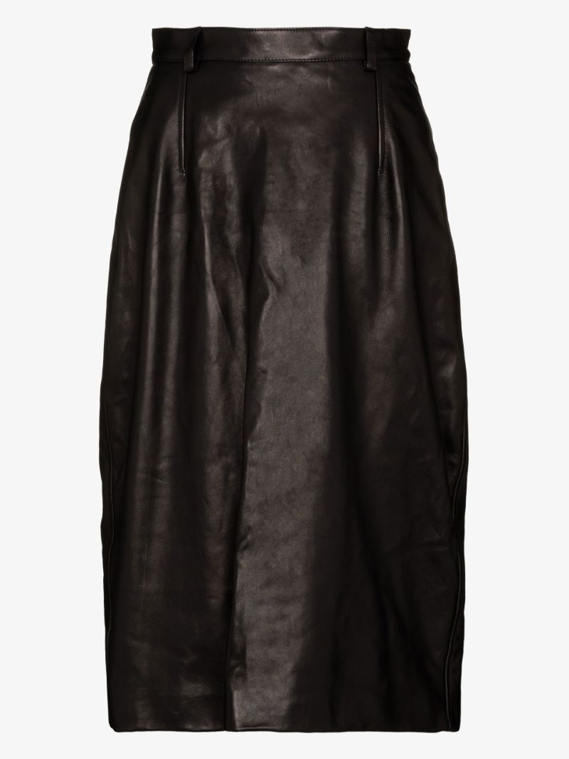 Black Leather Midi Skirt