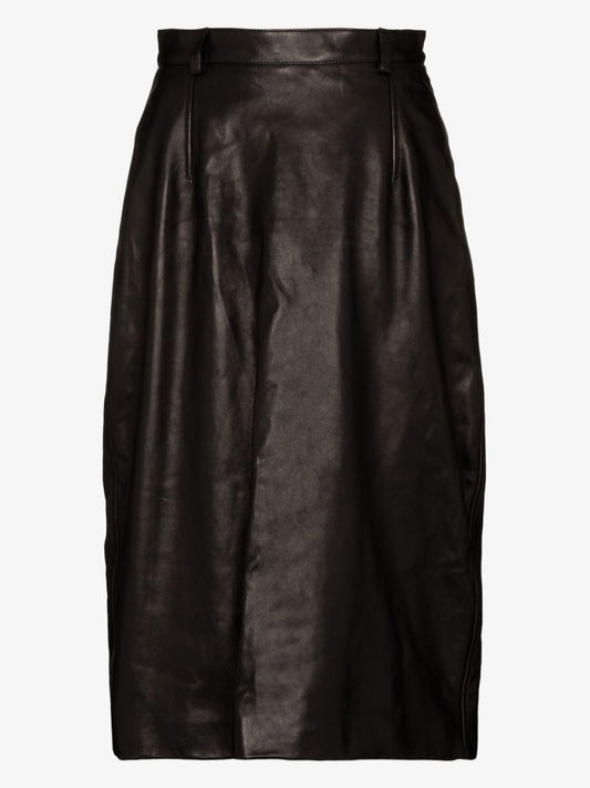 Black Leather Midi Skirt