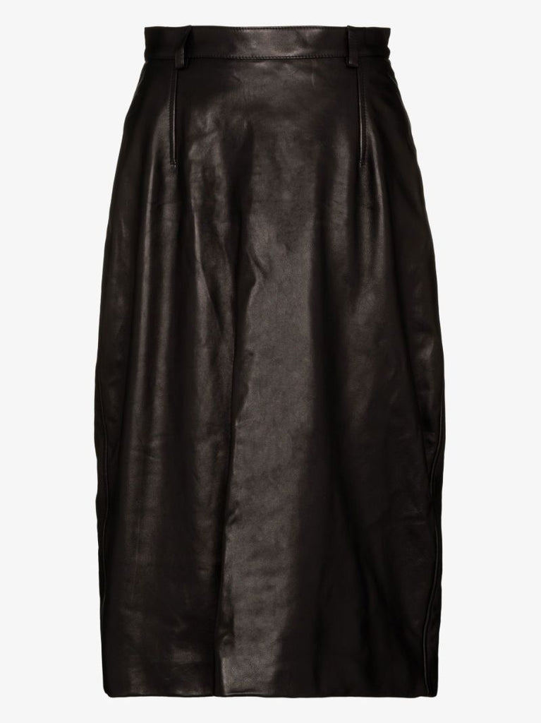 Black Leather Midi Skirt