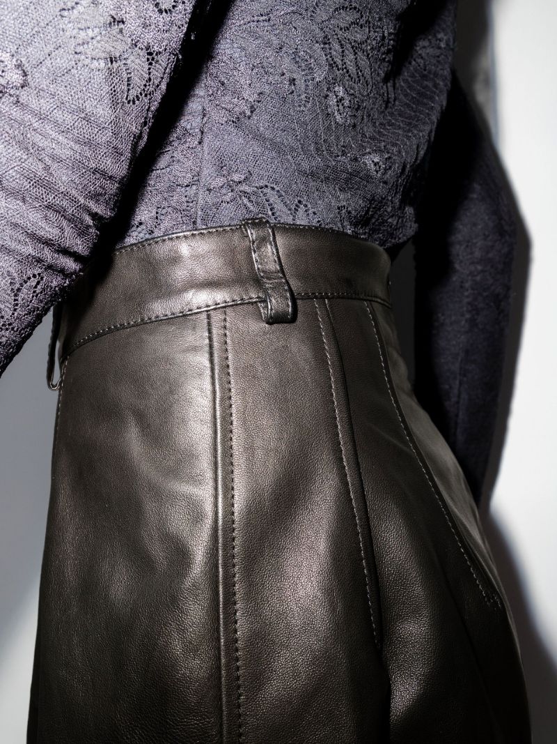 Black Leather Midi Skirt