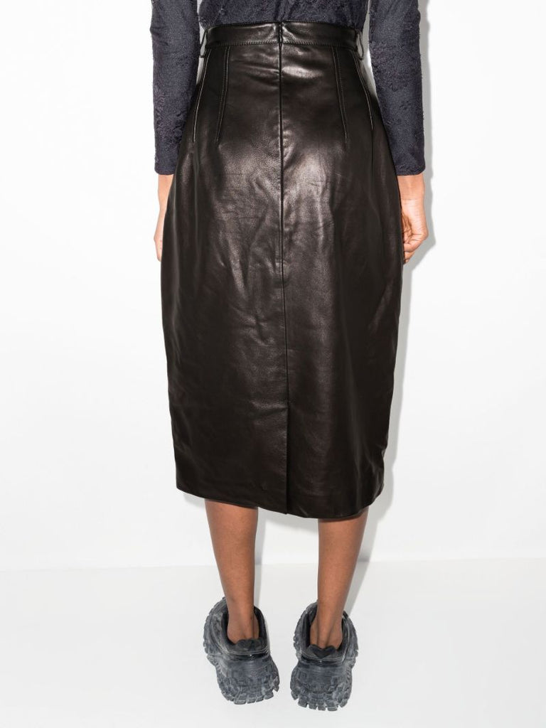 Black Leather Midi Skirt