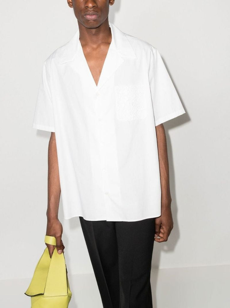 White Logo Print Cotton Shirt