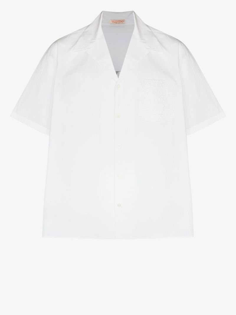 White Logo Print Cotton Shirt