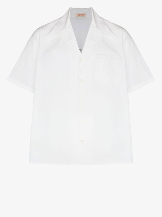 White Logo Print Cotton Shirt