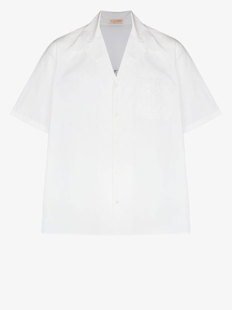 White Logo Print Cotton Shirt
