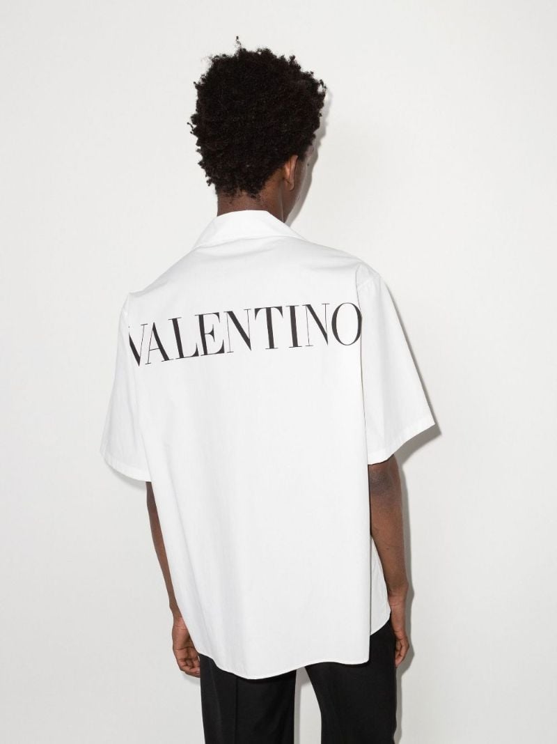 White Logo Print Cotton Shirt