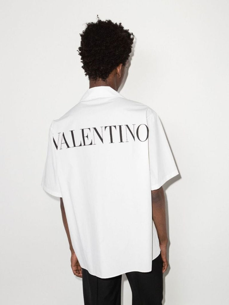 White Logo Print Cotton Shirt