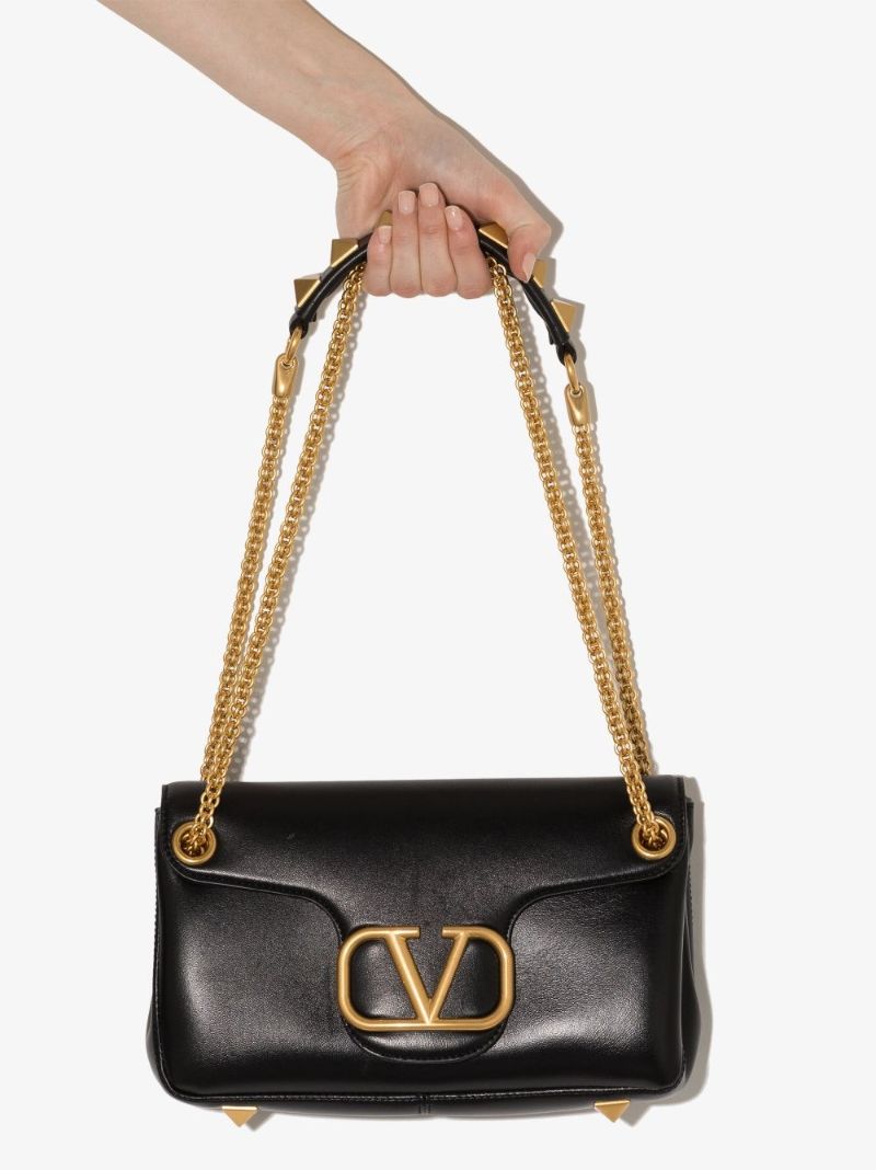 Black Stud Sign Leather Shoulder Bag