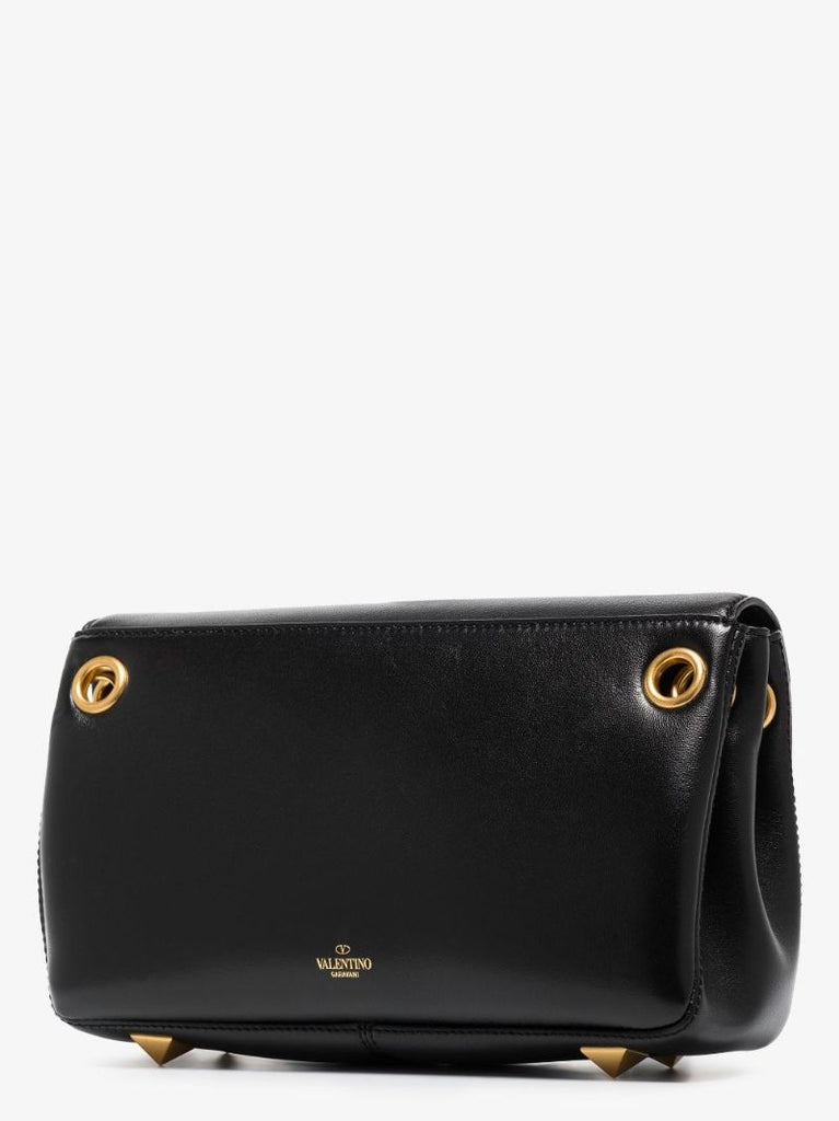 Black Stud Sign Leather Shoulder Bag