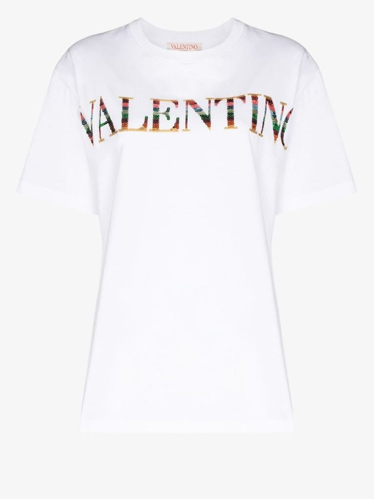 White Logo Cotton T-shirt