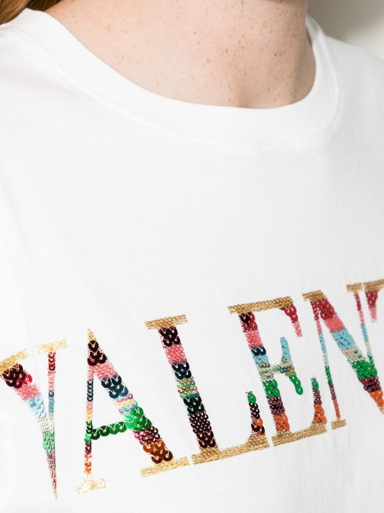 White Logo Cotton T-shirt