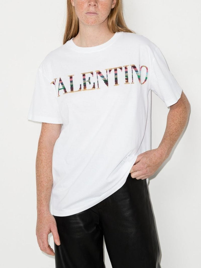 White Logo Cotton T-shirt