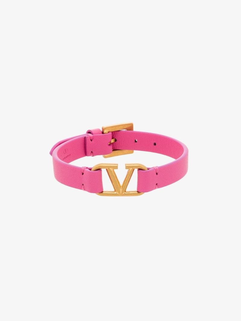Pink Vlogo Signature Leather Bracelet