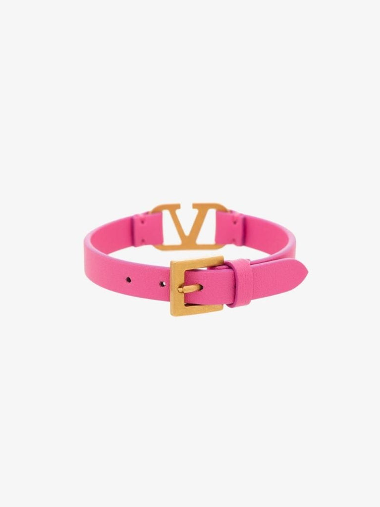 Pink Vlogo Signature Leather Bracelet