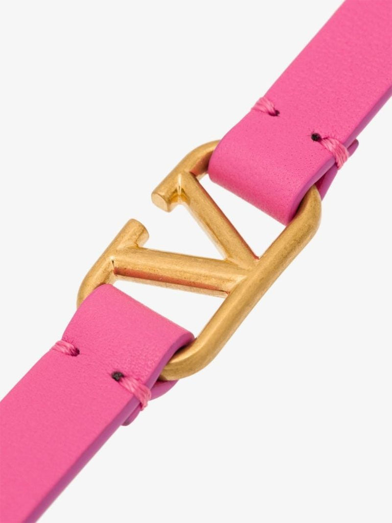 Pink Vlogo Signature Leather Bracelet