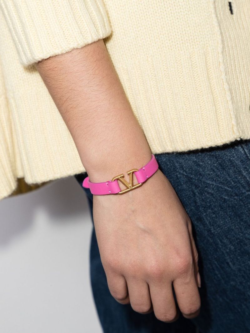 Pink Vlogo Signature Leather Bracelet