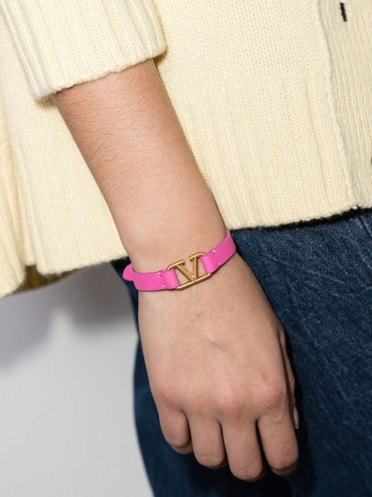 Pink Vlogo Signature Leather Bracelet