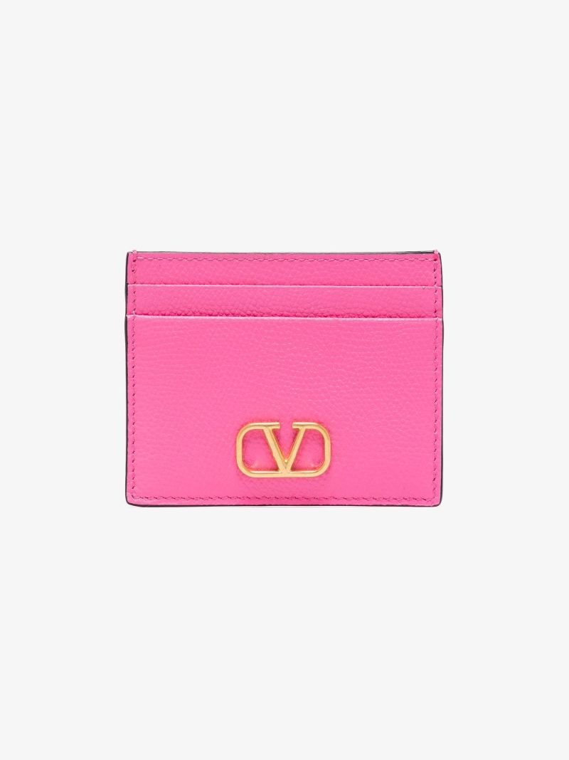 Pink Vlogo Signature Leather Card Holder