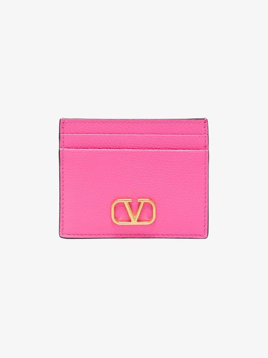 Pink Vlogo Signature Leather Card Holder