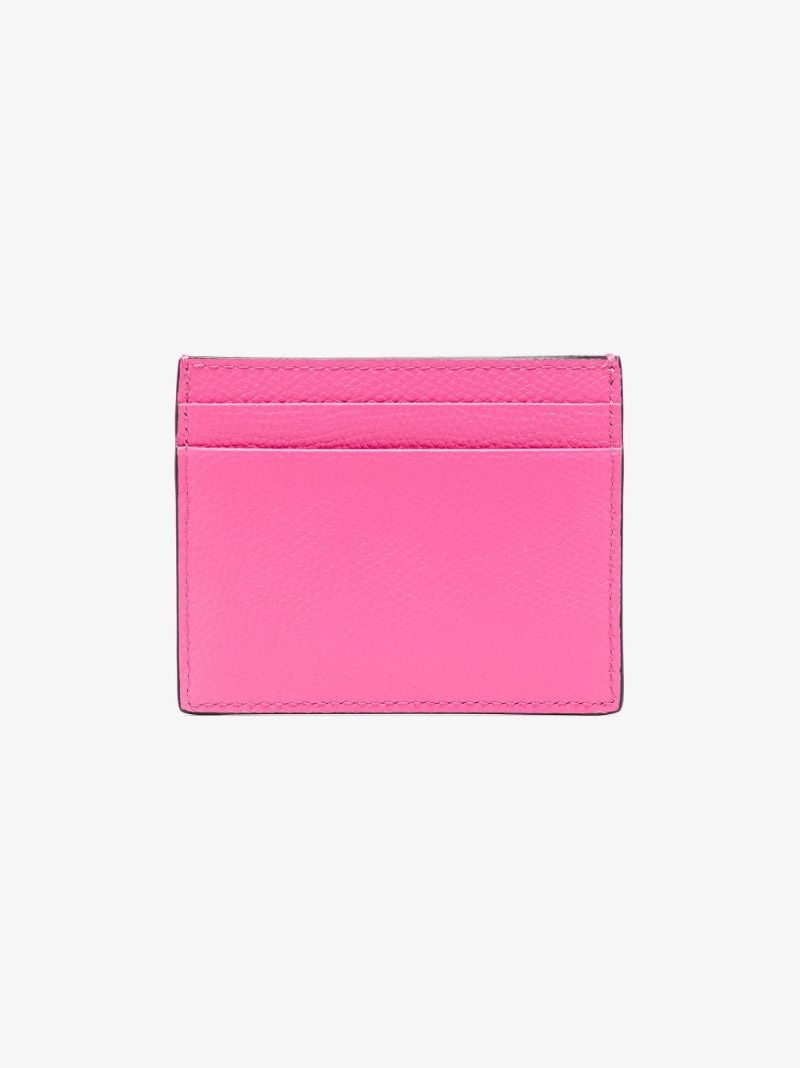 Pink Vlogo Signature Leather Card Holder