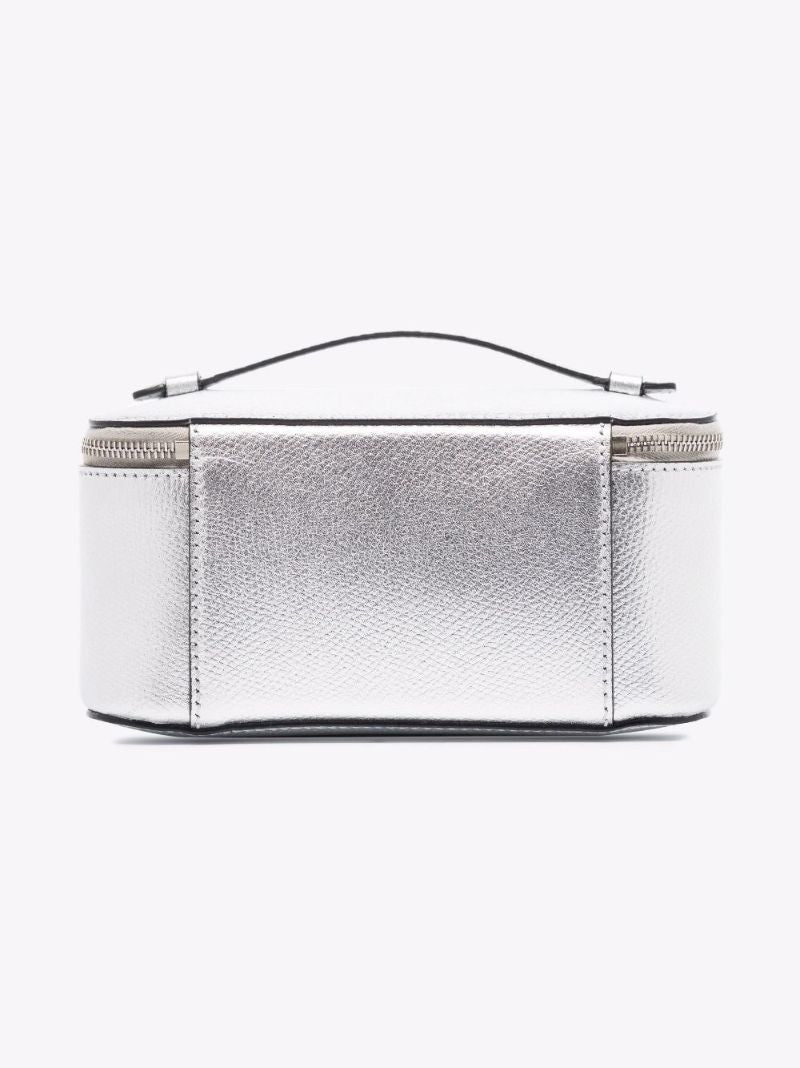 Silver Vlogo Signature Leather Cosmetic Case