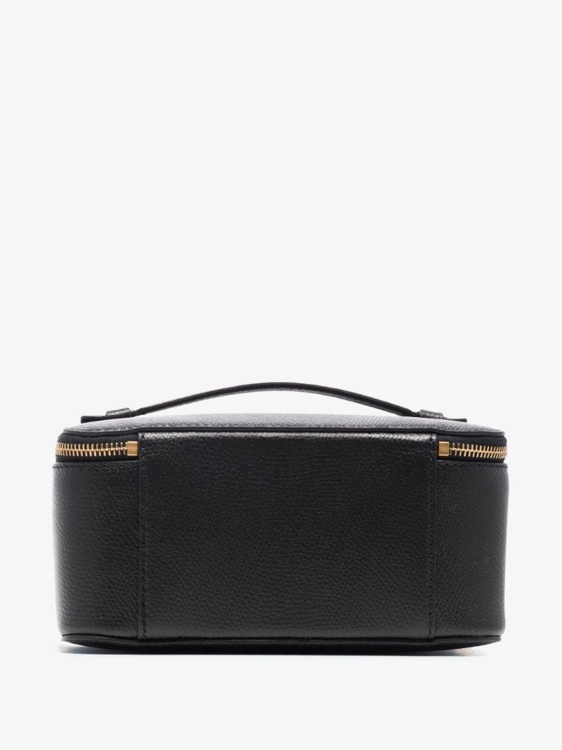 Black Vlogo Signature Leather Cosmetic Case